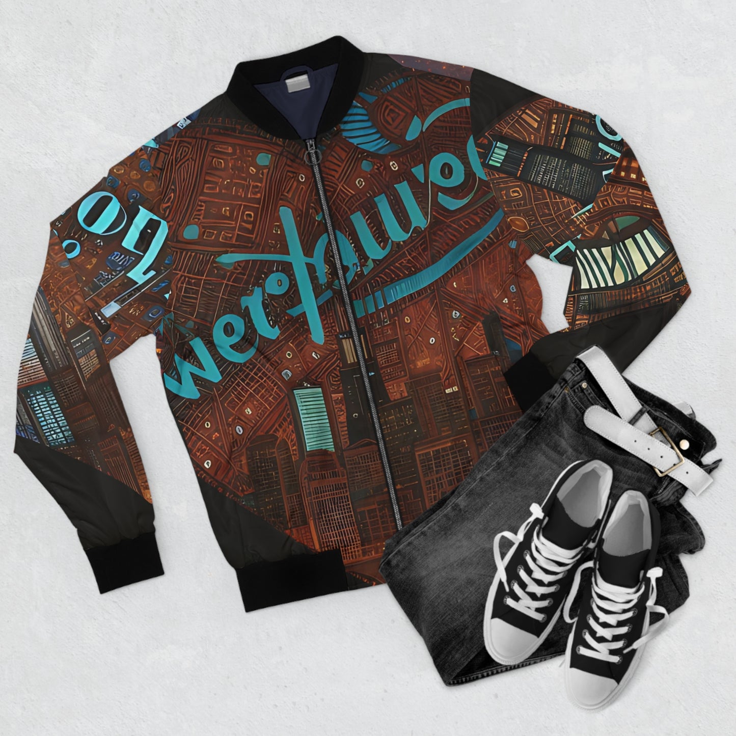 Teal Pastel Men's Bomber Jacket - Chi-Town Design