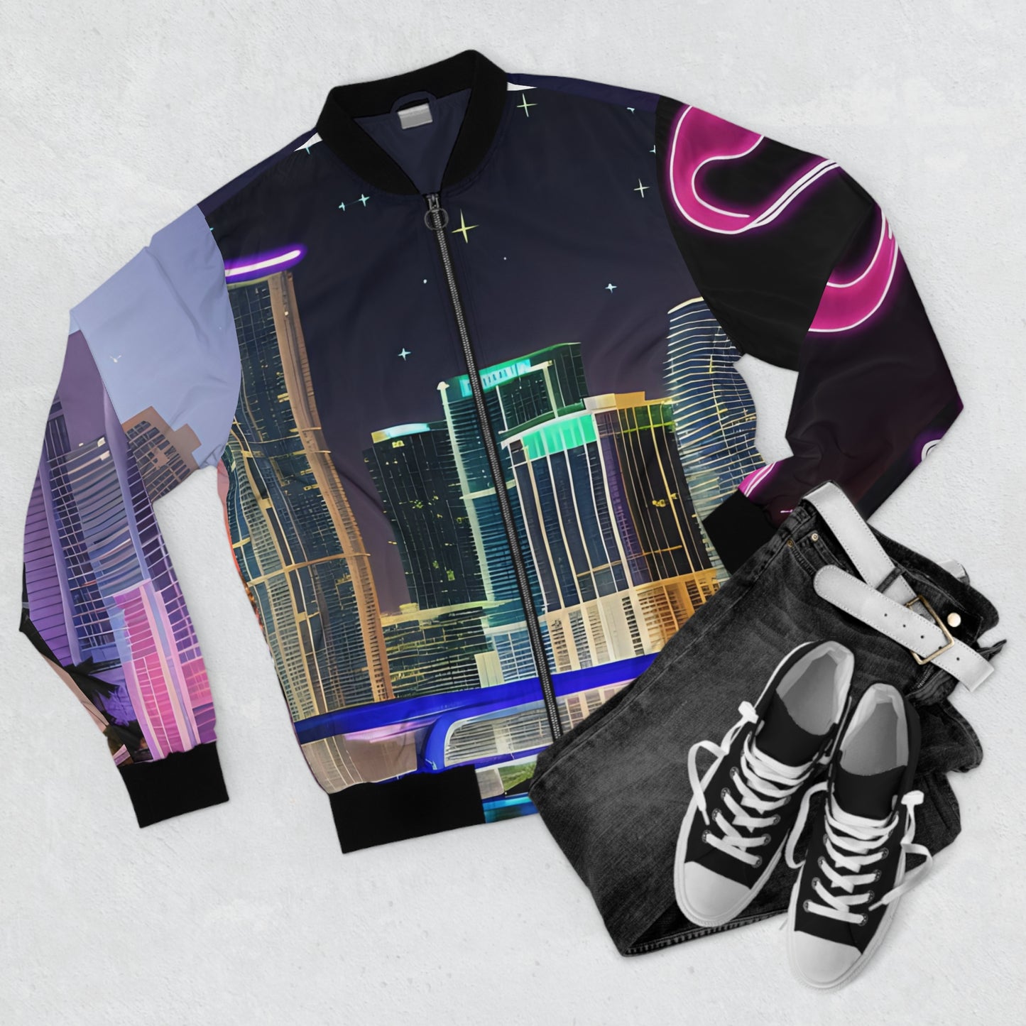 Miami Lights Men's Bomber Jacket